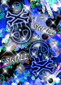 SKULL -Splash sparkle blue-