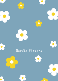 スモーキーブルー♥北欧風の花柄