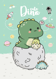 Dino Cute World On Space (Green mint)