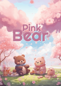 cute bear picnic in sakura garden