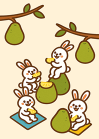 兔子吃柚子過中秋節-淺黃色