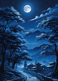 Mountain, Sea, and Moonlit Night 639712