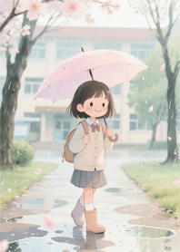 Rainy School Morning (Pink)