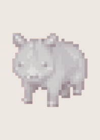 ธีม Rhinoceros Pixel Art สีเบจ 01