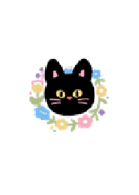 flowers black cat