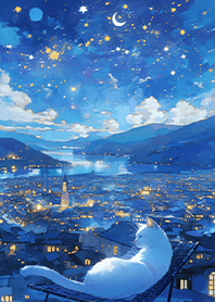 晚夜寧靜城市的慵懶貓❤️