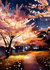 Beautiful night cherry blossoms#1132