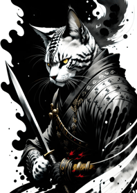Ink wash cat samurai d9b390