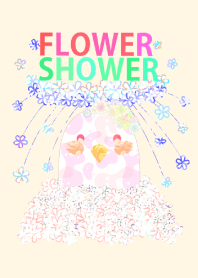 花の雨と小鳥