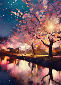 Beautiful night cherry blossoms#255