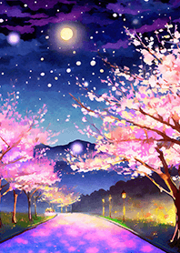 Beautiful night cherry blossoms#504