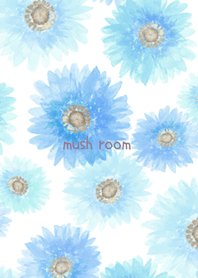 watercolor Gerbera blue