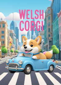 Cute welsh corgi in City Theme