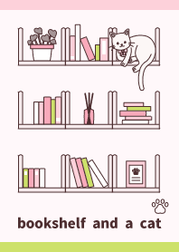 本棚でくつろぐ猫【ピンク】