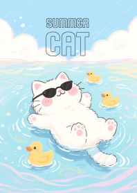 Cute White Cat In Summer (JP)