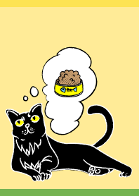 考える猫3 黄色