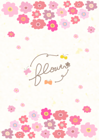 蝶の舞うお花-ピンク-