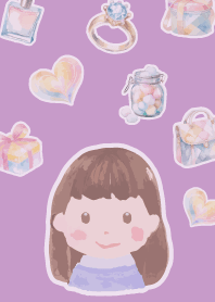 Girly girl on light purple