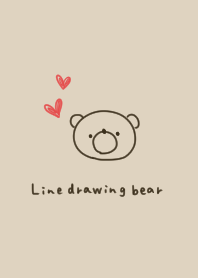 Beige with line drawing bear