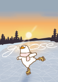 GoGoose go ice skating at sunset