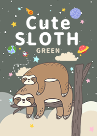 浩瀚宇宙 寶貝樹懶 綠色星空