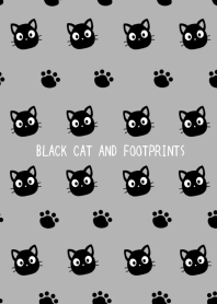 BLACK CAT AND FOOTPRINTS-GRAY