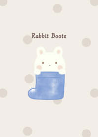 Rabbit and Boots -navy- dot