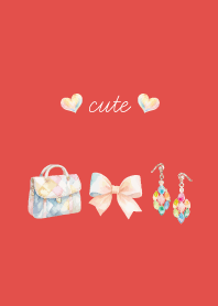 cute accessories on red