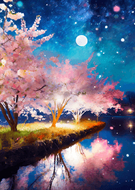 Beautiful night cherry blossoms#1046