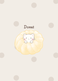 Cat in Donut -brown- dot