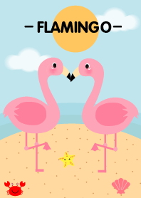 Pink Flamingo on the Beach Theme