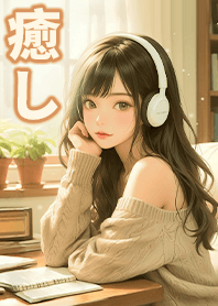 음악을 듣고 독서하는 여자6.5