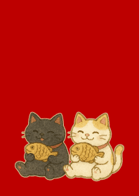 W & B Beckoning Cats2 on r & b