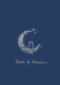 Cat & Moon: navy silver