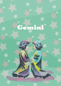 Gemini constellation on blue green