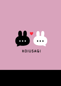 Pair Rabbet&Heart /  Pink Gray & Black