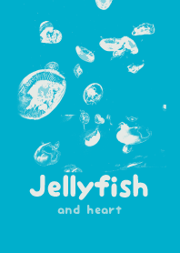 Jellyfish & heart turquoise blue
