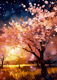 Beautiful night cherry blossoms#649