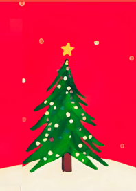 クリスマスツリーとポインセチア きせかえ