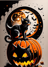浮世絵万聖節猫 4B092d