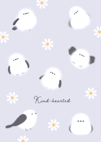 purple Long-tailed tit and daisy 03_2