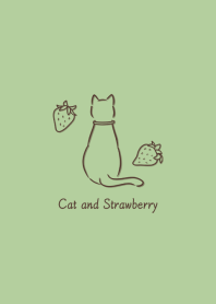 Cat and Strawberry -pistachio green-