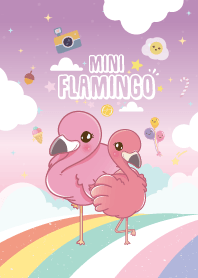 ฟลามิงโก้ ท้องฟ้าสายรุ้ง สีม่วง