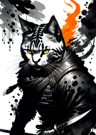 Ink wash cat samurai 41C796