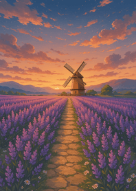 Lavender Fields Under Fading Light