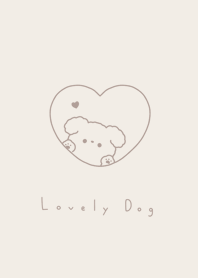 dog in heart-beige line;