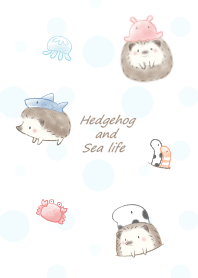 Hedgehog and Sea life -white-