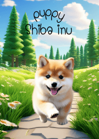 Happy Shiba inu in Garden Theme
