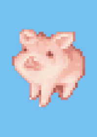 Pig Pixel Art Theme  Blue 05