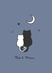 Cat & Moon 2 (snuggling)line/grayblueWH2